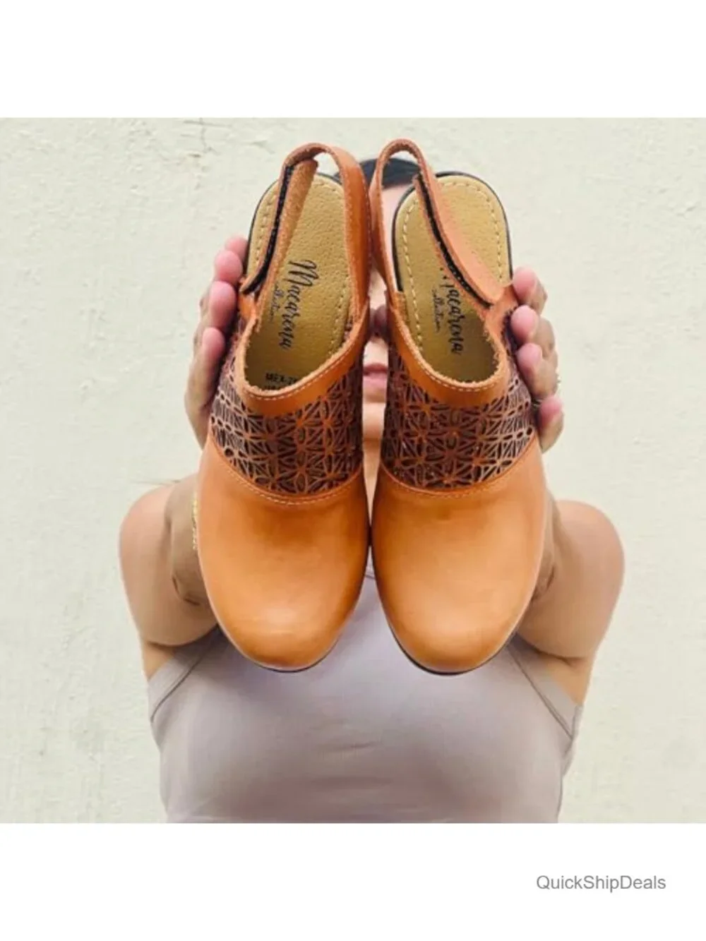 Women's Flatform Wedge Sandal Huarache Colorful Leather Handmade Cutout Design
